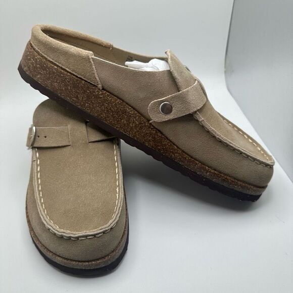 CUSHIONAIRE Women's Genuine Leather Cork Footbed Clog with +Comfort 11 SAND NEW - Picture 6 of 7